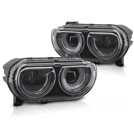 Fari anteriori neri DRL compatibile DODGE CHALLENGER 08-14