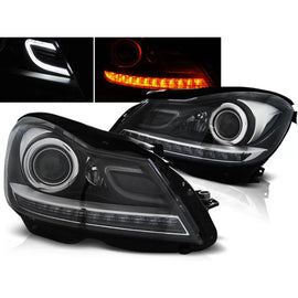 Fari anteriori neri compatibile MERCEDES W204 11-14