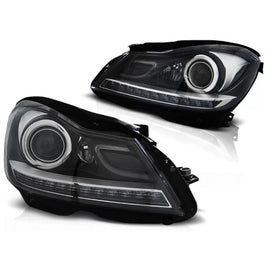 Fari anteriori neri compatibile MERCEDES W204 11-14