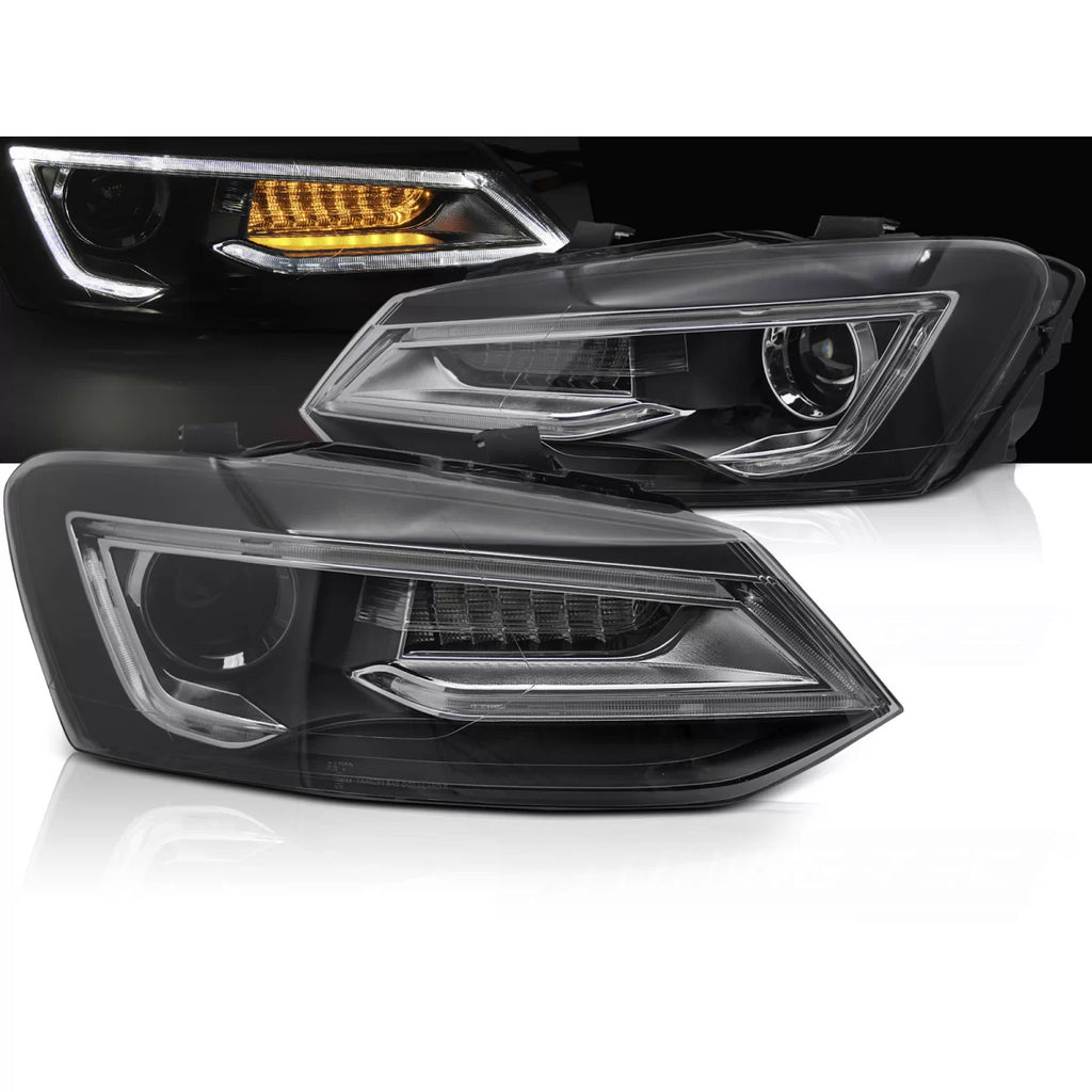 Fari anteriori neri LED compatibile VW POLO V 09-17