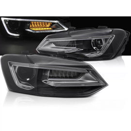 Fari anteriori neri LED compatibile VW POLO V 09-17