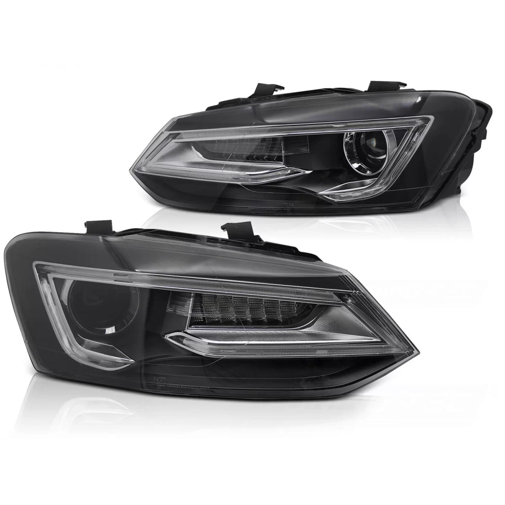 Fari anteriori neri LED compatibile VW POLO V 09-17