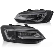 Fari anteriori neri LED compatibile VW POLO V 09-17