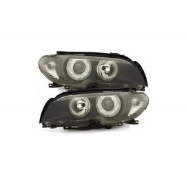 Fari anteriori per BMW Serie 3 E46 Coupe (2003-2006) Angel Eyes 2 anelli luminosi nero
