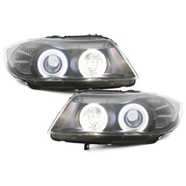 Fari anteriori per BMW Serie 3 E90 E91 Touring (2005 – 09.2008) 2 CCFL anelli luminosi nero