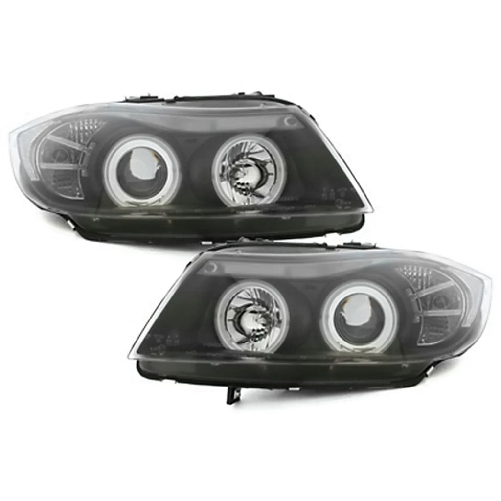 Fari anteriori per BMW Serie 3 E90 E91 Touring (2005 – 09.2008) 2 CCFL anelli luminosi nero