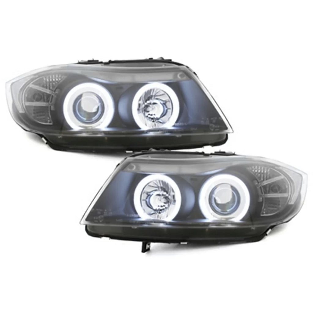 Fari anteriori per BMW Serie 3 E90 E91 Touring (2005 – 09.2008) 2 CCFL anelli luminosi nero