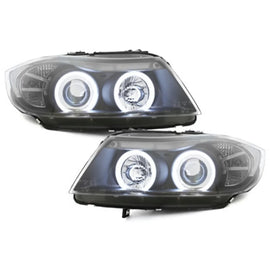 Fari anteriori per BMW Serie 3 E90 E91 Touring (2005 – 09.2008) 2 CCFL anelli luminosi nero