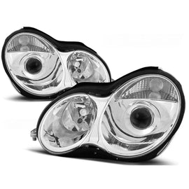 Fari anteriori cromati compatibile MERCEDES W203 C-Classe 07.00-03.04