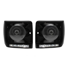 Fari anteriori coperture LED DRL cromato per Mercedes Classe G W463 (1989-2012) G65 design con nero fari anteriori