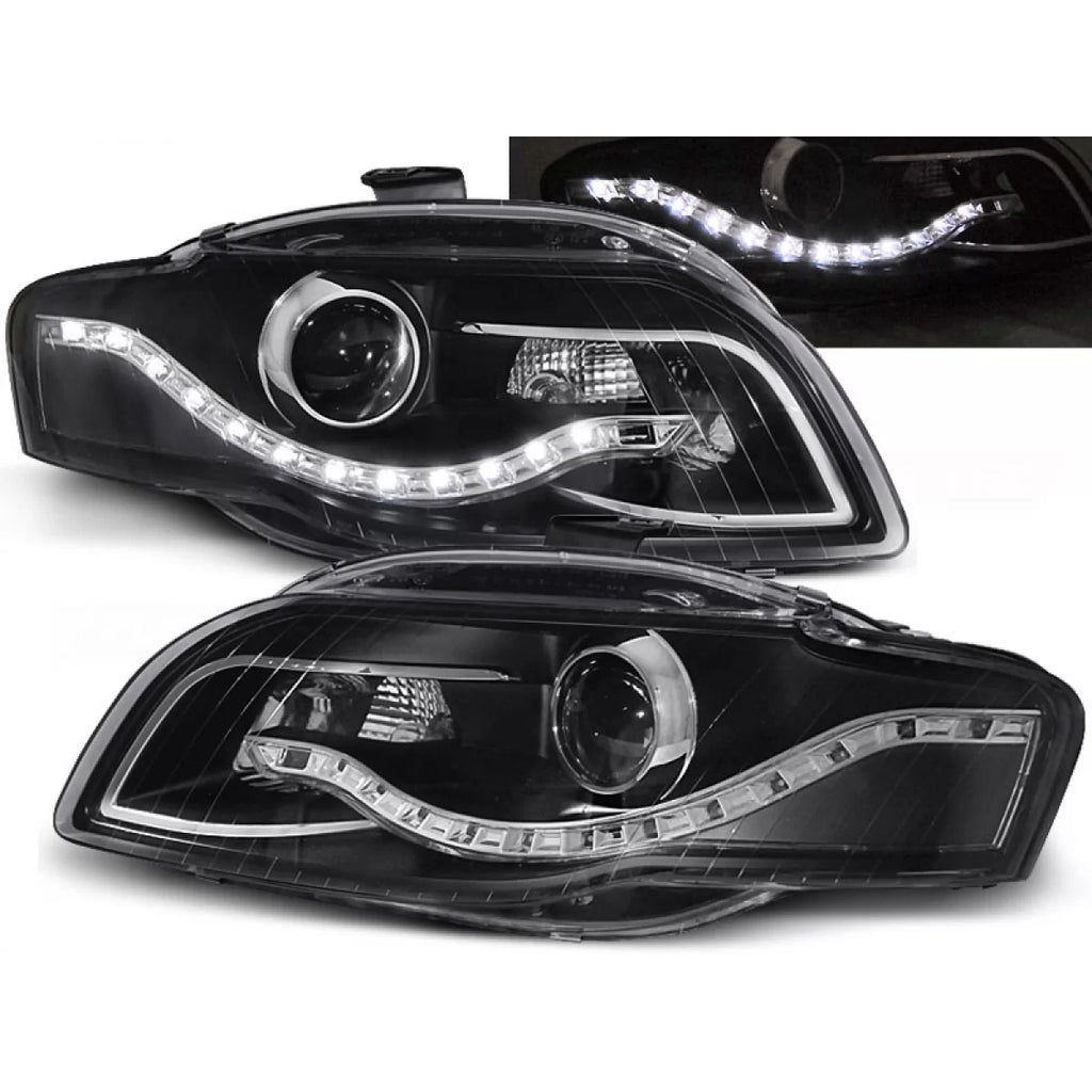 Fari anteriori luce diurna nero compatibile AUDI A4 B7 11.04-03.08