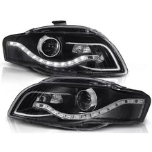Carica l'immagine nel visualizzatore di Gallery, Fari anteriori luce diurna nero compatibile AUDI A4 B7 11.04-03.08