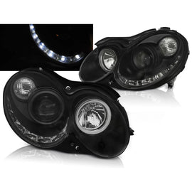 Fari anteriori luce diurna nero compatibile MERCEDES CLK W209 03-10