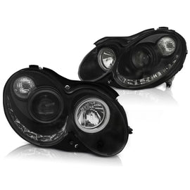 Fari anteriori luce diurna nero compatibile MERCEDES CLK W209 03-10