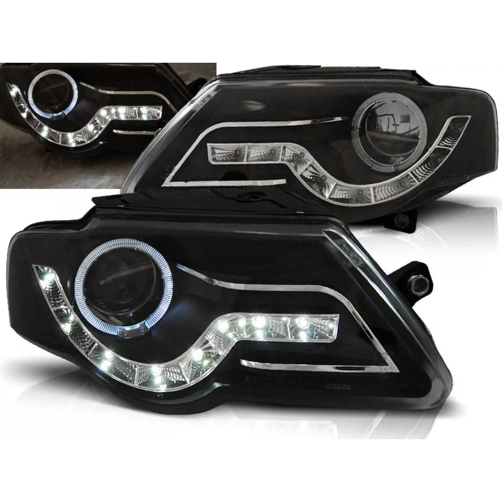 Fari anteriori luce diurna nero compatibile VW PASSAT B6 3C 03.05-10