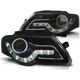 Fari anteriori luce diurna nero compatibile VW PASSAT B6 3C 03.05-10
