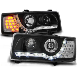 Fari anteriori luce diurna nero compatibile VW T4 90-03.03 TRANSPORTER