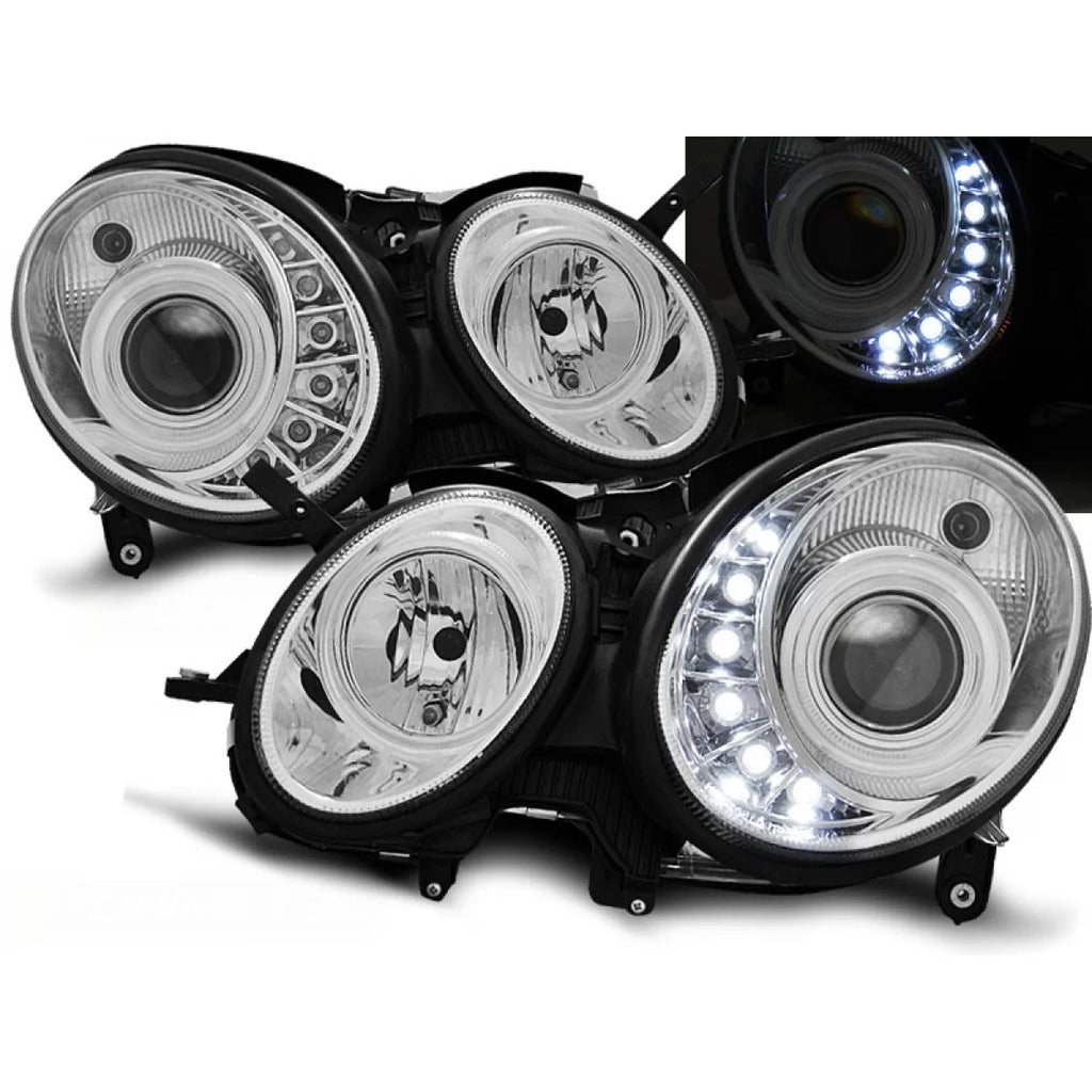 Fari anteriori luce diurna cromato compatibile MERCEDES W211 E-Classe 03.02-04.06