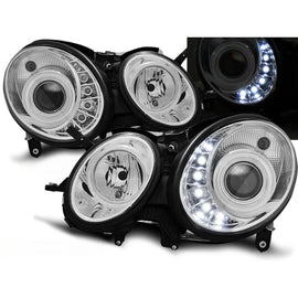 Fari anteriori luce diurna cromato compatibile MERCEDES W211 E-Classe 03.02-04.06