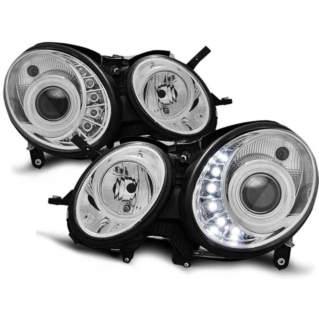 Fari anteriori luce diurna cromato compatibile MERCEDES W211 E-Classe 03.02-04.06