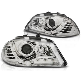 Fari anteriori luce diurna cromato compatibile Seat IBIZA 6L 04.02-08