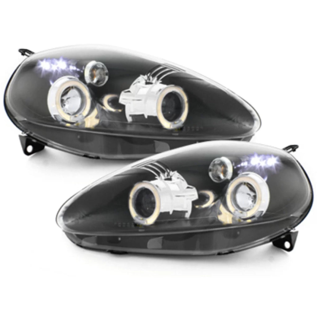 Fari anteriori per Fiat Grande Punto (09.2005-2008) Angel Eyes 2 anelli luminosi nero