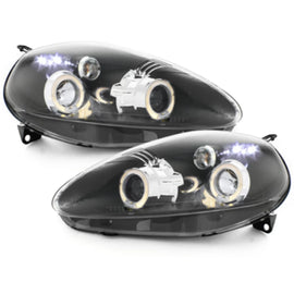 Fari anteriori per Fiat Grande Punto (09.2005-2008) Angel Eyes 2 anelli luminosi nero