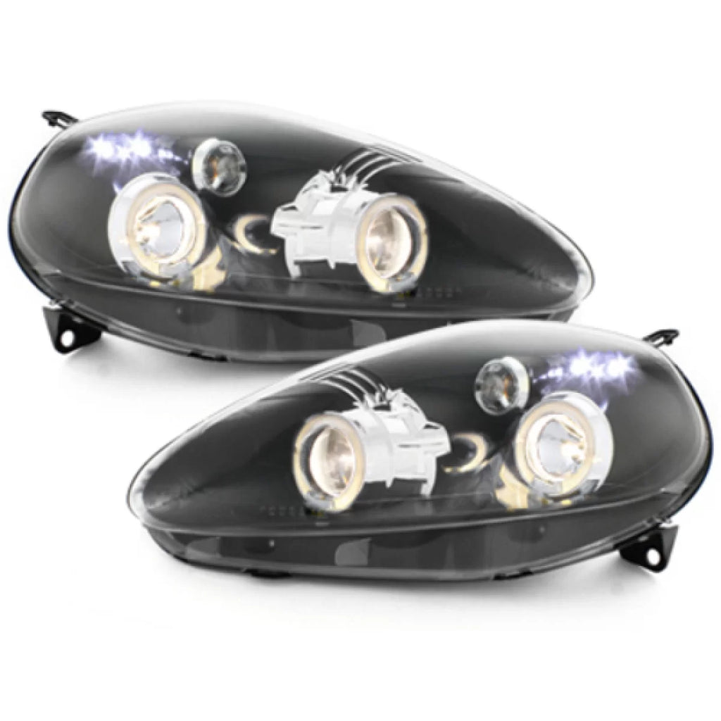 Fari anteriori per Fiat Grande Punto (09.2005-2008) Angel Eyes 2 anelli luminosi nero