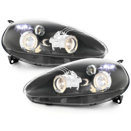Fari anteriori per Fiat Grande Punto (09.2005-2008) Angel Eyes 2 anelli luminosi nero