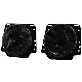 Fari anteriori H4 nero fumé a lamelle con crosshair per VW Golf 2 83-91
