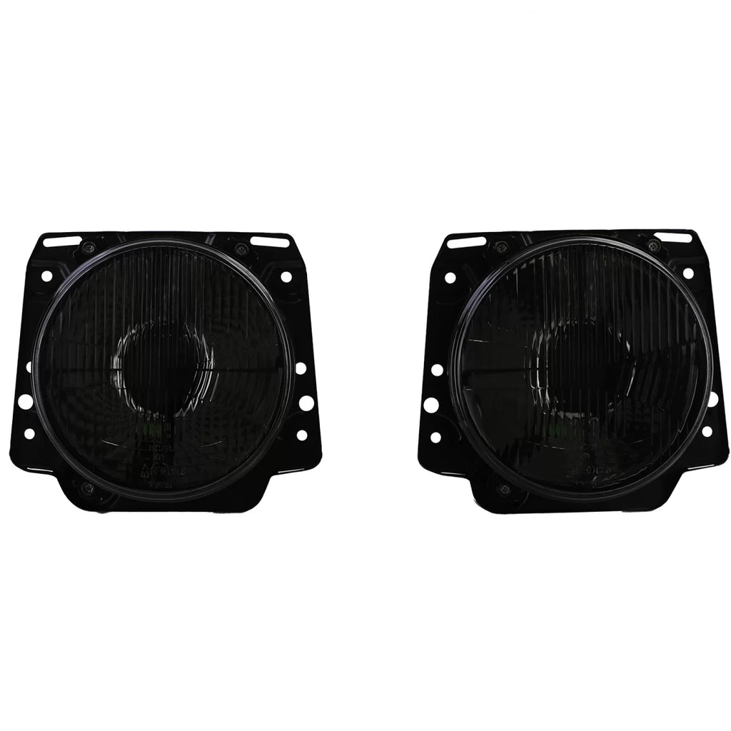Fari anteriori H4 nero fumé a lamelle con crosshair per VW Golf 2 83-91