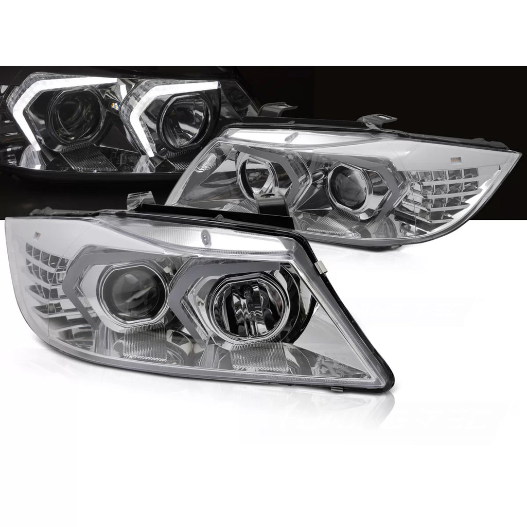 Fari anteriori LED cromato compatibile BMW E90/E91 05-08