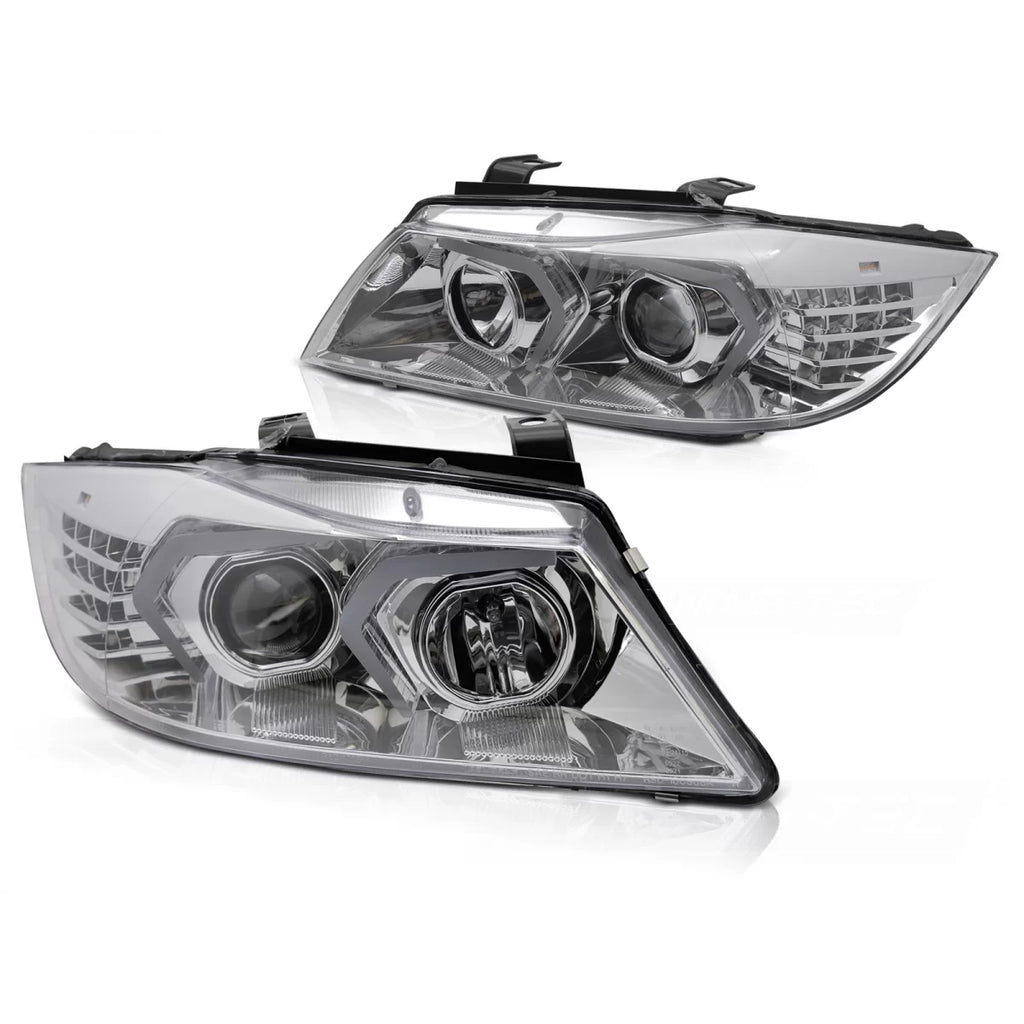 Fari anteriori LED cromato compatibile BMW E90/E91 05-08