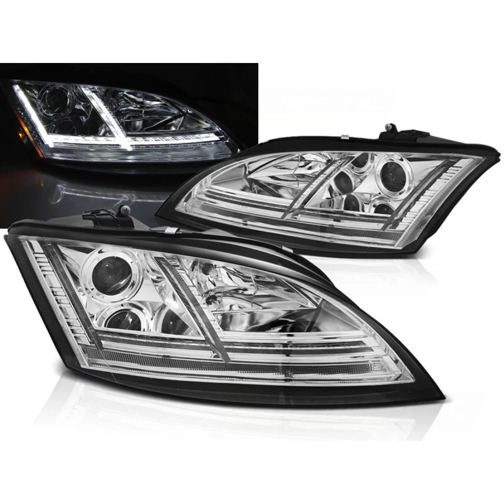 Fari anteriori LED cromato SEQ compatibile AUDI TT 06-10 8J