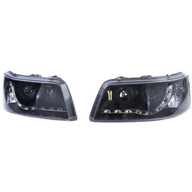 Fari anteriori con LED Luce diurna stile nero per VW Transporter Bus T5 03-09