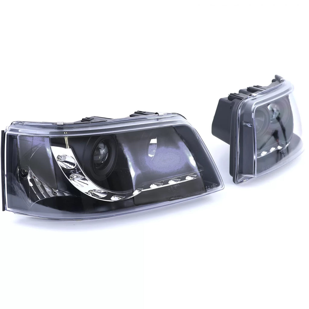 Fari anteriori con LED Luce diurna stile nero per VW Transporter Bus T5 03-09