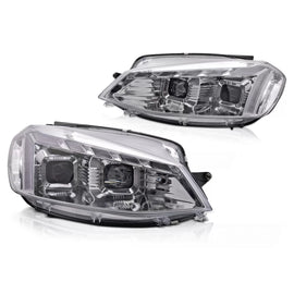 Fari anteriori luce cromato LED DRL SEQ W/WELCOME compatibile VW GOLF 7 17-19