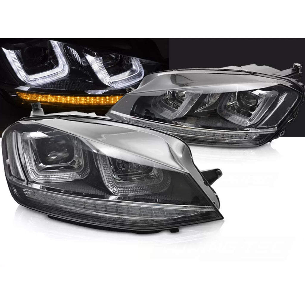 Fari anteriori luce SEQ nero con cromato LINE compatibile VW GOLF 7 13-17