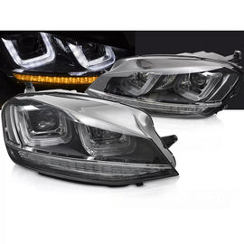 Fari anteriori luce SEQ nero con cromato LINE compatibile VW GOLF 7 13-17