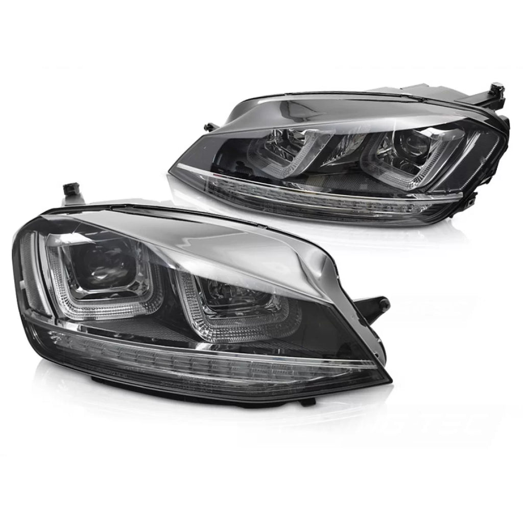 Fari anteriori luce SEQ nero con cromato LINE compatibile VW GOLF 7 13-17
