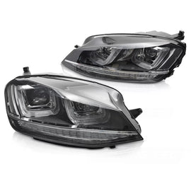 Fari anteriori luce SEQ nero con cromato LINE compatibile VW GOLF 7 13-17