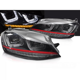 Fari anteriori luce SEQ nero con rosso LINE compatibile VW GOLF 7 13-17
