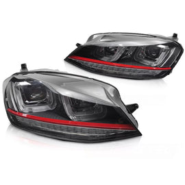 Fari anteriori luce SEQ nero con rosso LINE compatibile VW GOLF 7 13-17