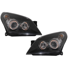 Fari anteriori per Opel Astra H (03.2004-2009) Angel Eyes 2 anelli luminosi nero