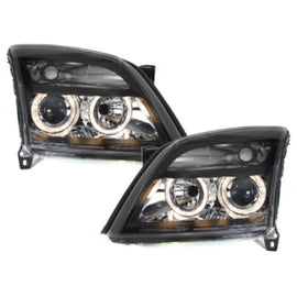 Fari anteriori per Opel Vectra C (04.2002-08.2005) 2 anelli luminosi nero