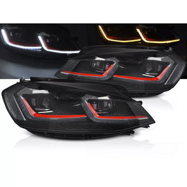 Fari anteriori rosso LED SEQ DRL compatibile VW GOLF VII 17-19