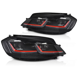 Fari anteriori rosso LED SEQ DRL compatibile VW GOLF VII 17-19