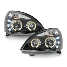 Fari anteriori per Renault Clio II (06.2001-09.2005) Angel Eyes 2 anelli luminosi nero