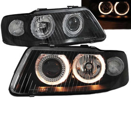 Set fari anteriori per Audi A3 8L 00-03 Angel Eyes nero H7/H7 Depo