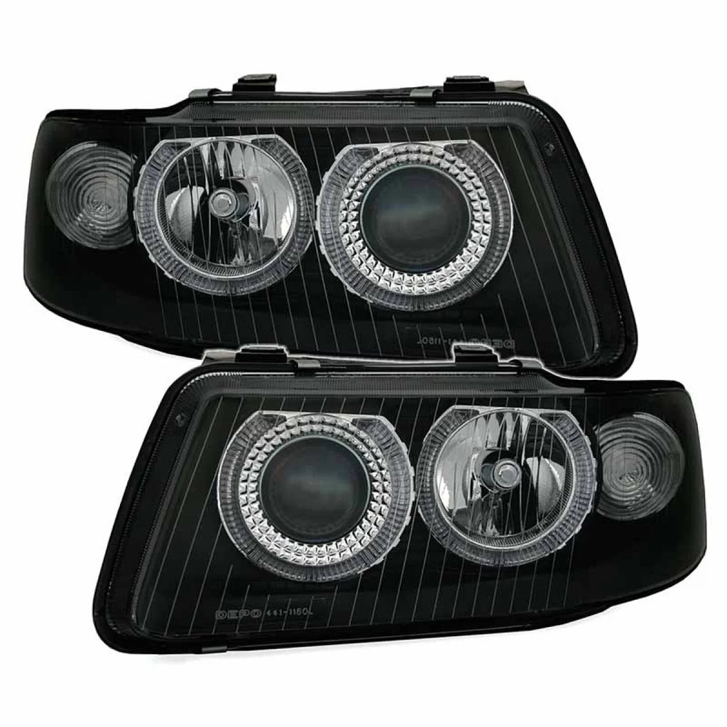 Set fari anteriori per Audi A3 8L 00-03 Angel Eyes nero H7/H7 Depo